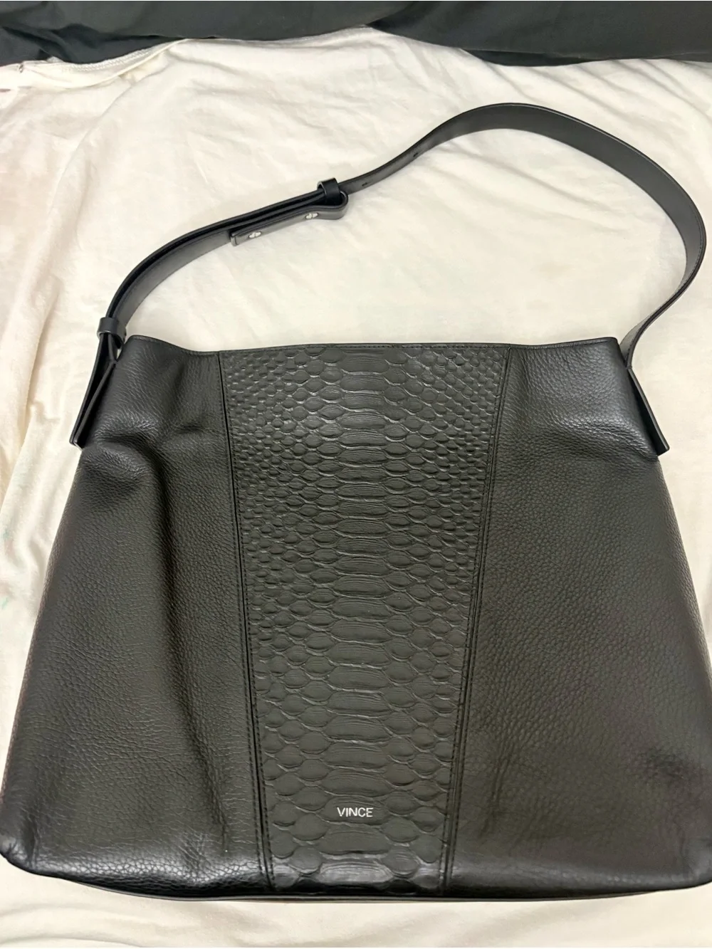 Vince Modern V Stamped Python Medium Hobo bag